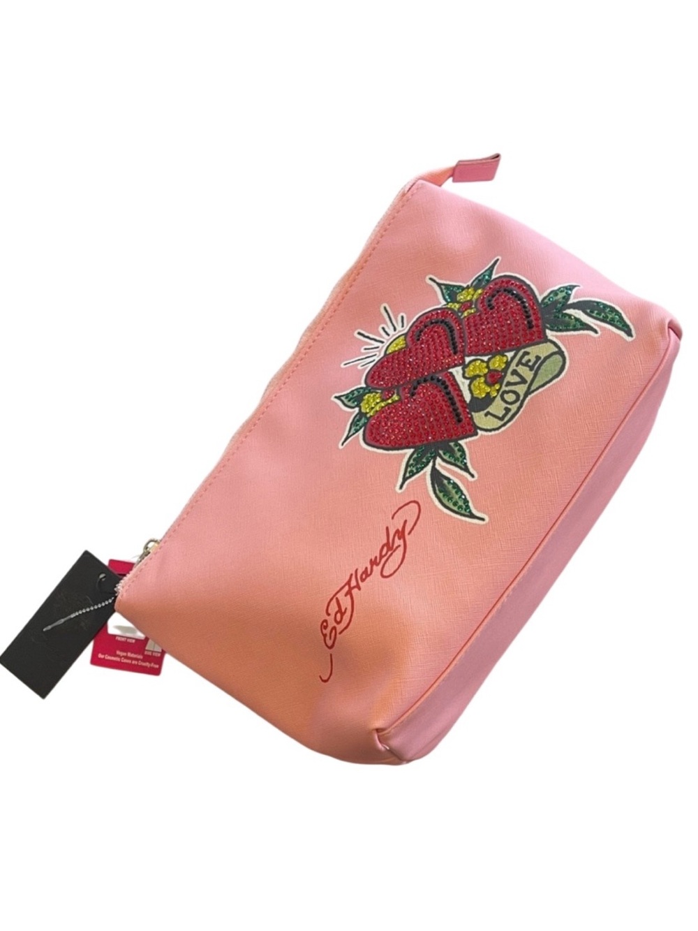 Ed Hardy Pink Love Heart Cosmetic Bag *